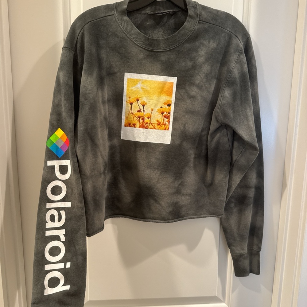 Polaroid Women's Green tie-dye crop top long sleeve